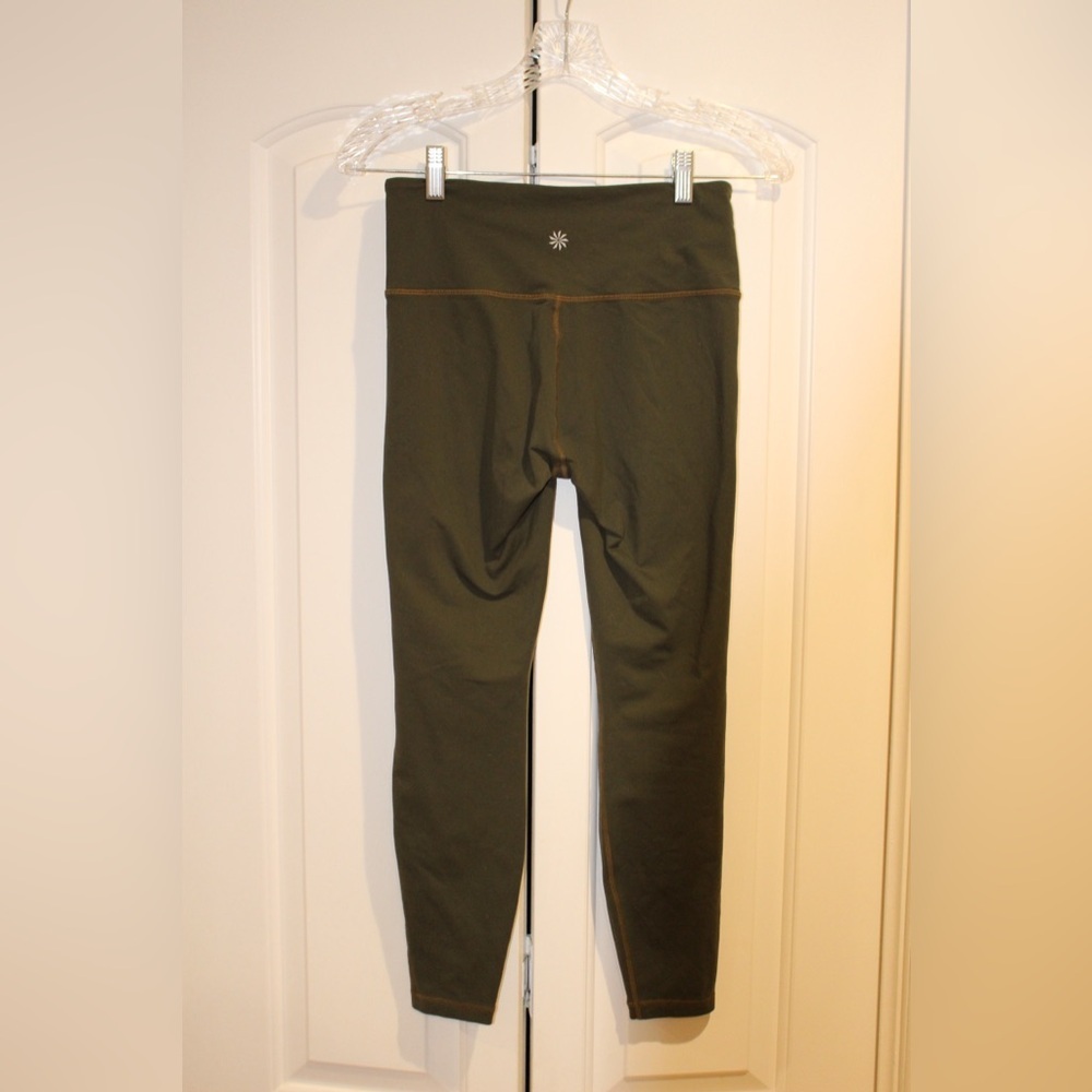 Athleta Green Contrast Stitch Leggings | Size S - Picture 2 of 5